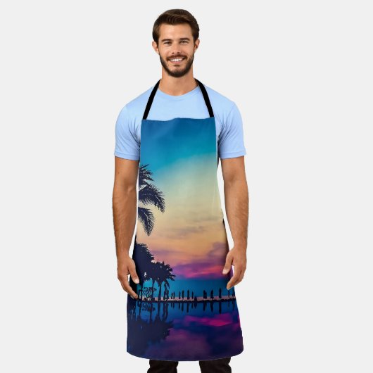 Nature Landscape Pool Palm Trees-25925 エプロン (着用した状態)