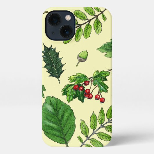 Nature leaves and berries phone case iPhoneケース (裏面)