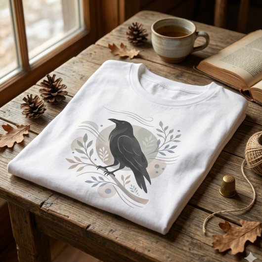 Nature Lover Gift Scandi Style Raven トライブレンドＴシャツ