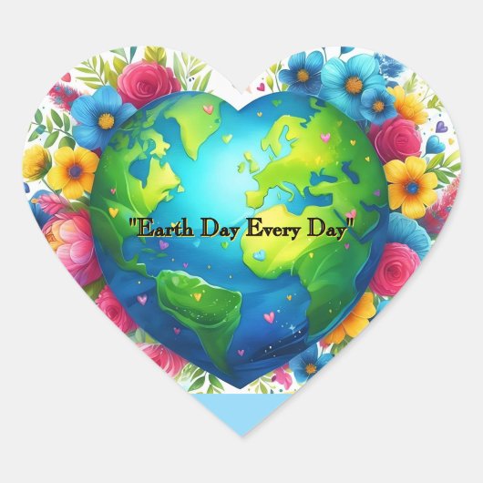 Nature-Lover Heart Earth Artwork  ハートシール