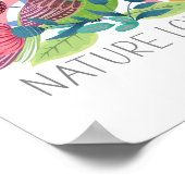 Nature Lover Watercolor Bird Flowers Rainbow Color ポスター (角)