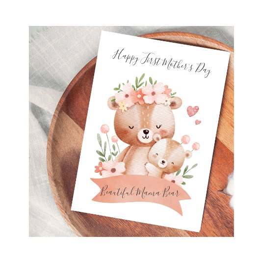 Nature Mama Bear Baby Bear Mother's Day Card シーズンカード