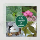 Nature méditer feuilles fleurs rose blanc vert  サンキューカード (正面/裏面)