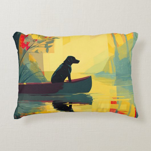 Nature Minimalist Black Labrador Canoe アクセントクッション (正面)