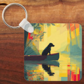 Nature Minimalist Black Labrador Canoe キーホルダー (正面)