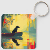 Nature Minimalist Black Labrador Canoe キーホルダー (裏面)