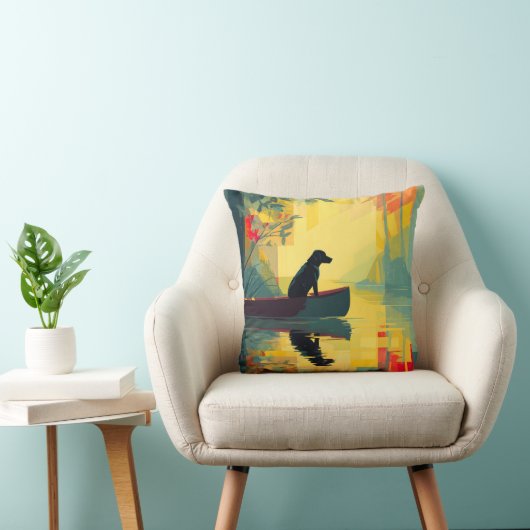 Nature Minimalist Black Labrador Canoe クッション (椅子)