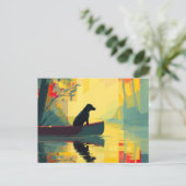 Nature Minimalist Black Labrador Canoe シーズンポストカード (スタンド正面)