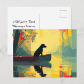 Nature Minimalist Black Labrador Canoe シーズンポストカード (正面/裏面)