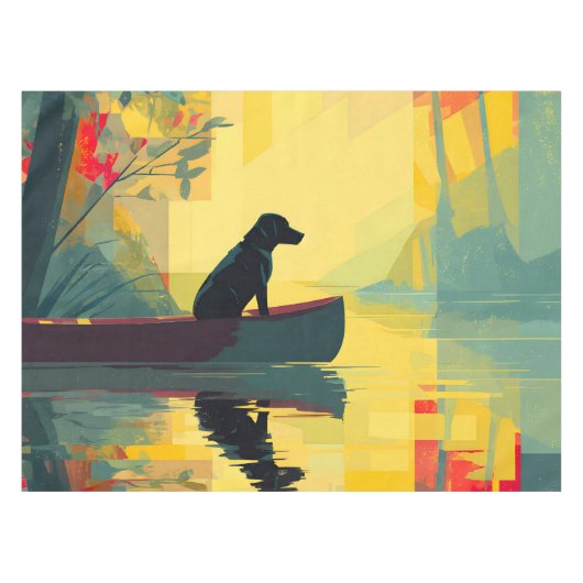 Nature Minimalist Black Labrador Canoe テーブルクロス (正面(横))