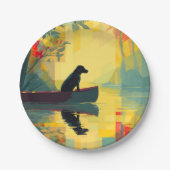Nature Minimalist Black Labrador Canoe ペーパープレート (正面)