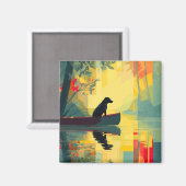Nature Minimalist Black Labrador Canoe マグネット (正面/裏面)