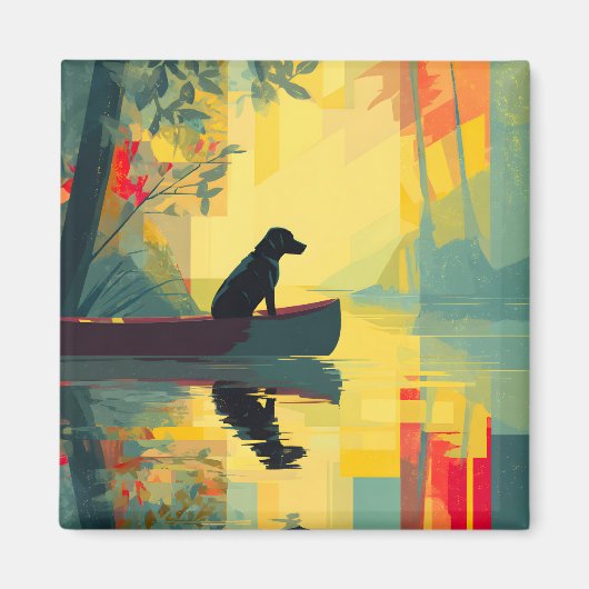 Nature Minimalist Black Labrador Canoe マグネット (正面)