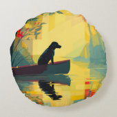 Nature Minimalist Black Labrador Canoe ラウンドクッション (裏面)