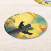 Nature Minimalist Black Labrador Canoe ラウンドペーパーコースター (アングル)