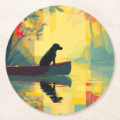 Nature Minimalist Black Labrador Canoe ラウンドペーパーコースター (正面)
