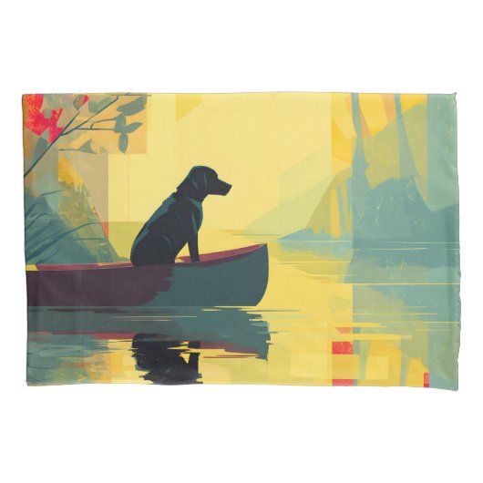 Nature Minimalist Black Labrador Canoe 枕カバー (正面)
