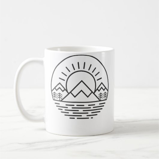 Nature Minimalist Mountains Camping Hiking コーヒーマグカップ (左)