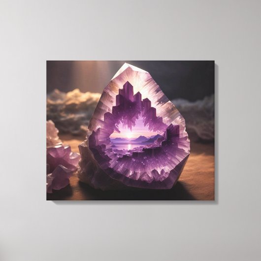  Nature Mountain Sunrise Crystal Amethyst キャンバスプリント (正面)
