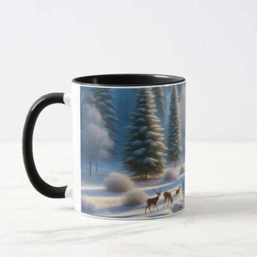 Nature Mug, Deer, Winter Scene, wildlife coffee mu マグカップ (左)