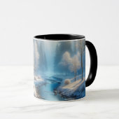 Nature Mug, Deer, Winter Scene, wildlife coffee mu マグカップ (正面右)