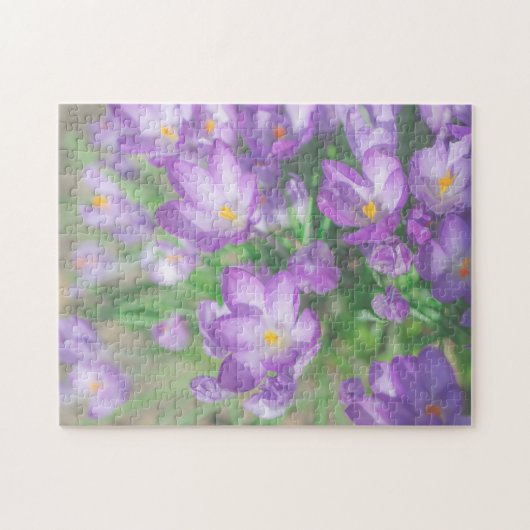 Nature Pale Purple Pastel Crocus Flowers Floral ジグソーパズル (横)