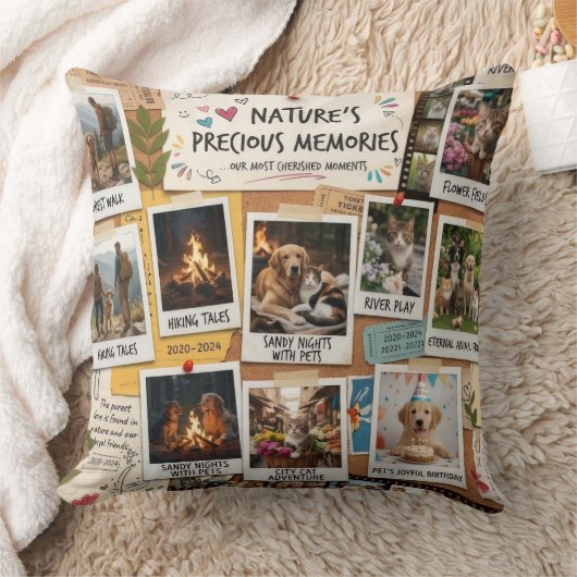 Nature & Pets Memory Collage Design クッション (ブランケット)