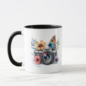 Nature Photographer Floral Butterfly Black Handle マグカップ (左)