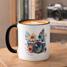 Nature Photographer Floral Butterfly Black Handle マグカップ