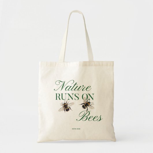 Nature Runs On Bees Bumblebee  eco conscious gift トートバッグ (正面)