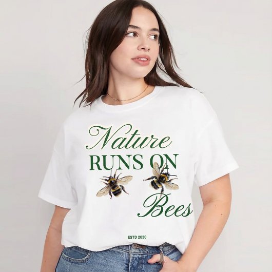 Nature Runs On Bees - Eco-Friendly Bumblebee トライブレンドTシャツ