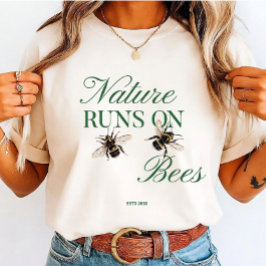 Nature Runs On Bees - Eco-Friendly Bumblebee トライブレンドＴシャツ