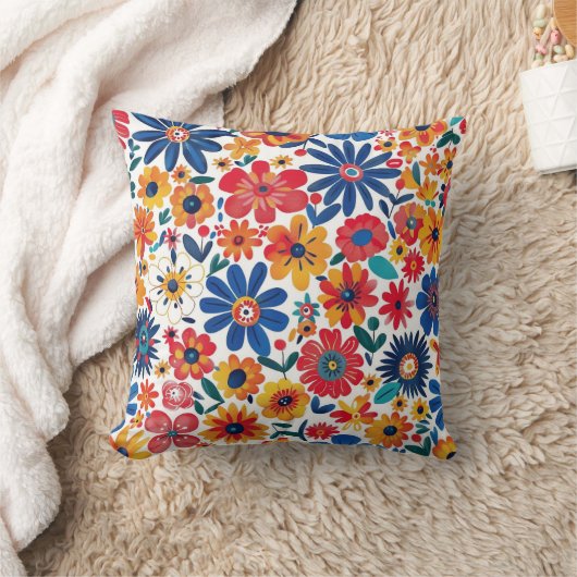 Nature’s Blooming Touch 16x16 Throw Pillow クッション (ブランケット)