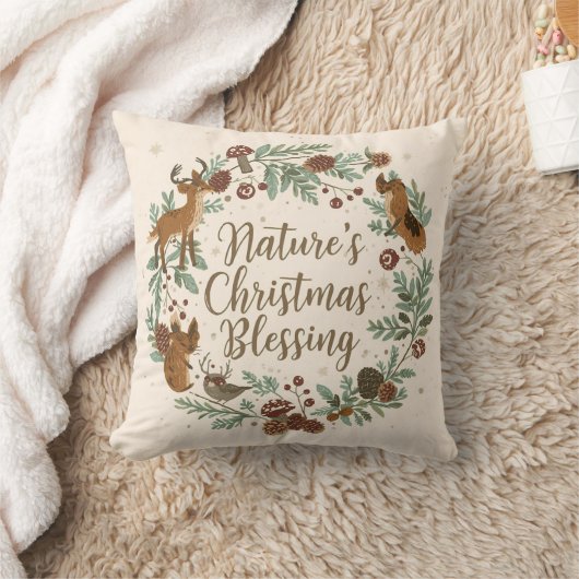 Nature’s Christmas Blessing – Rustic Botanical クッション (ブランケット)