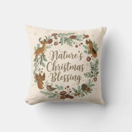 Nature’s Christmas Blessing – Rustic Botanical クッション