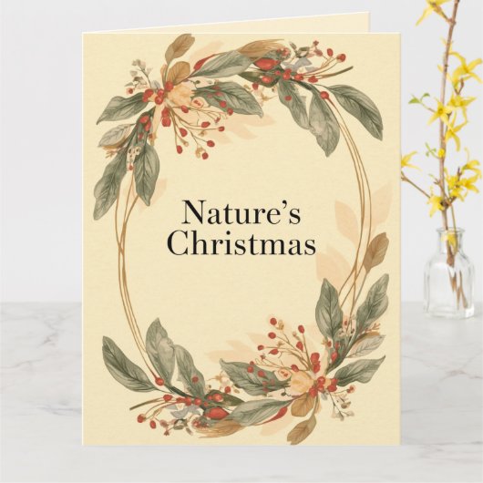 Nature’s Christmas – Minimal Botanical Holiday  カード (黄色い花)
