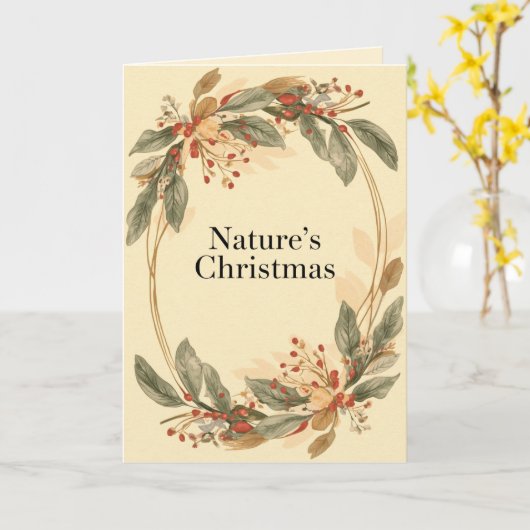 Nature’s Christmas – Minimal Botanical Holiday  カード (黄色い花)