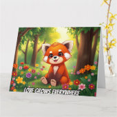 Nature’s Hug in a Cute Red Panda カード (黄色い花)