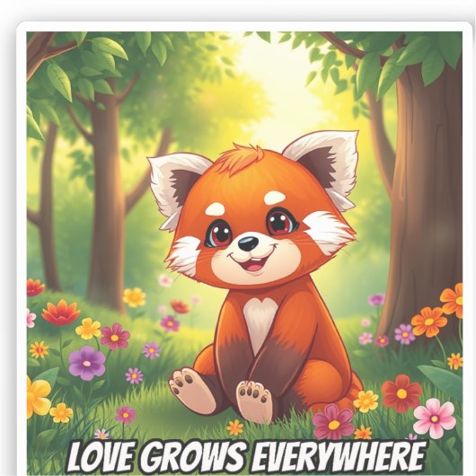 Nature’s Hug in a Cute Red Panda シール (正面)