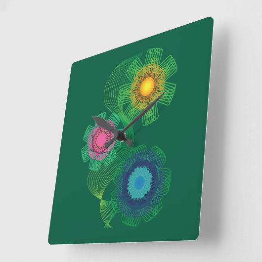 Nature Shapes and Lines Patterns  スクエア壁時計 (傾斜)