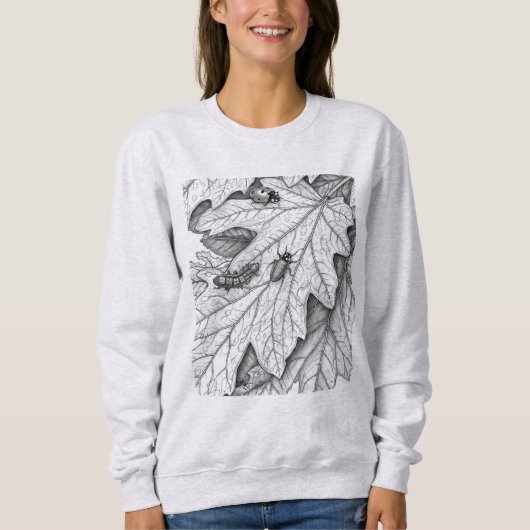 Nature Sketch: Garden Leaves and Insects Hoodie スウェットシャツ (正面)