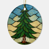 Nature Stained Glass Pine Tree | Christmas Tree セラミックオーナメント (左)