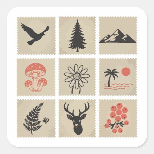Nature stamp collage スクエアシール (正面)