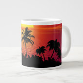 Nature Sunset Palm Trees illustration ジャンボコーヒーマグカップ (正面右)