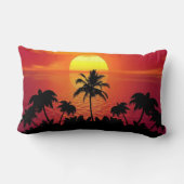 Nature Sunset Palm Trees illustration ランバークッション (裏面)