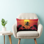 Nature Sunset Palm Trees illustration ランバークッション (椅子)