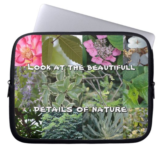 nature texte fleur feuille vert jardin printemps ラップトップスリーブ (正面)