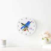Nature Time – Blue Bird Floral Wall Clock ラウンド壁時計 (ホーム)