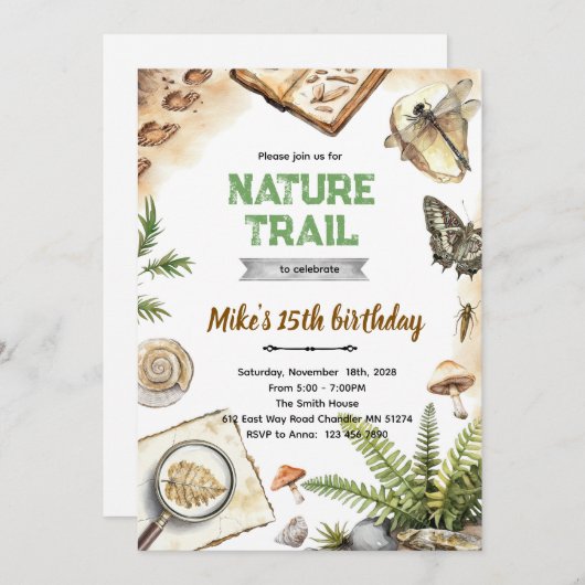 Nature Trail Birthday Invitation 招待状 (正面/裏面)
