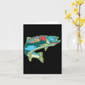 Nature Trout Illustration Vintage Fly Fishing Retr カード (黄色い花)